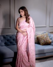 Graceful and Glam Vani Bhojan in a Pink Saree with Sleeveless Blouse Pictures 01