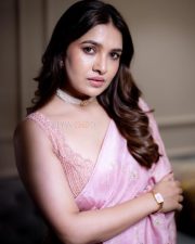Graceful and Glam Vani Bhojan in a Pink Saree with Sleeveless Blouse Pictures 04