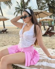 Hot Beauty Aditi Budhathoki in a Lace Top and Pink Skirt Photos 02