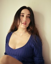 Nepali Beauty Aditi Budhathoki in a Blue Ribbed Dress Photos 06