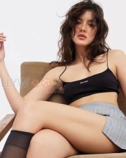 Beautiful Bombshell Shanaya Kapoor in a Black Crop Top with a Grey Mini Skirt Photos 01