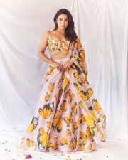 Charming Wamiqa Gabbi in a Light Pink Butterfly Lehenga at Bhool Chuk Maaf Movie Trailer Launch Photos 05