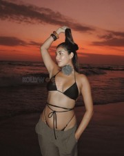 Sexy Radhika Seth Beach Sunset Black Bikini Photos 01