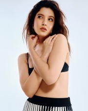 Sexy Shanaya Kapoor in a Black Ribbed Bralette and Skirt Photos 03