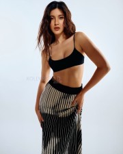 Sexy Shanaya Kapoor in a Black Ribbed Bralette and Skirt Photos 04