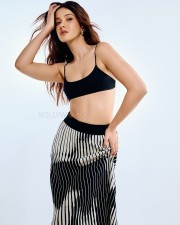 Sexy Shanaya Kapoor in a Black Ribbed Bralette and Skirt Photos 05