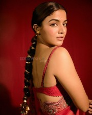 Sexy Wamiqa Gabbi in a Red Georgette Saree Pictures 01