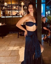 Stunning Mehreen Pirzada in a Blue Animal Print Bralette and Thigh Slit Skirt Photos 03