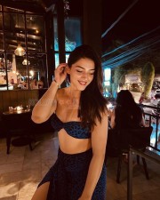 Stunning Mehreen Pirzada in a Blue Animal Print Bralette and Thigh Slit Skirt Photos 05