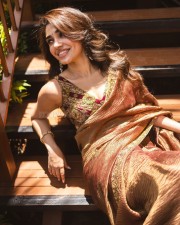 Elegant Krithi Shetty in a Sexy Brown Saree Photos 06