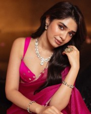 Glam Krithi Shetty in a Pink Saree with Matching Pink Sleeveless Blouse Photos 04