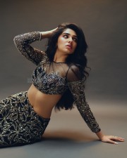 Glam and Gorgeous Krithi Shetty in a Silver and Black Daring Crop Top and Thigh Slit Skirt Photos 07