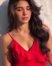 Gorgeous Krithi Shetty in a Red Sleeveless Maxi Dress Pictures 03