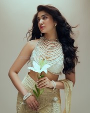 Gorgeous Tollywood Actress Krithi Shetty in an Pearl adorned Stylish Crop Top with a Designer Lehenga Photos 08