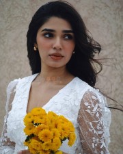 Hot Krithi Shetty in a Floral White Lace Mini Dress Photos 04