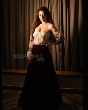Sensuous Priyanka Jawalkar in a White Off Shoulder Top and Black Skirt Pictures 04