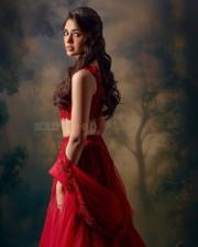 Stunning Krithi Shetty in a Red Lehenga with a Sleeveless Blouse Pictures 01