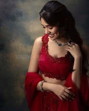 Stunning Krithi Shetty in a Red Lehenga with a Sleeveless Blouse Pictures 02