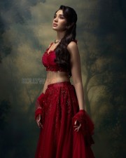 Stunning Krithi Shetty in a Red Lehenga with a Sleeveless Blouse Pictures 05