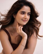 Alluring Ashika Ranganath in a Brown Rib Crop Top Photoshoot Stills 04