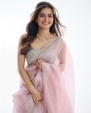 Beautiful and Cute Ashika Ranganath in a Pink Transparent Saree Photos 03