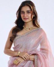 Beautiful and Cute Ashika Ranganath in a Pink Transparent Saree Photos 09