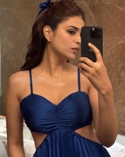 Charming Shraddha Das in a Blue Cut Out Dress Photos 03