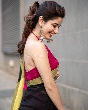 Elegant Ashika Ranganath in a Black Saree and Pink Sleeveless Blouse Pictures 01