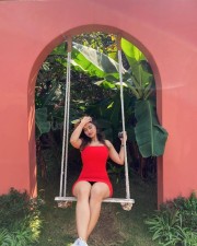Hot Ketika Sharma in a Red Mini Dress Pictures 02