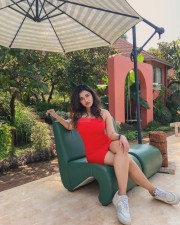 Hot Ketika Sharma in a Red Mini Dress Pictures 03