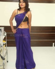 Priyanka Augustin Sexy Blue Saree Photos 56