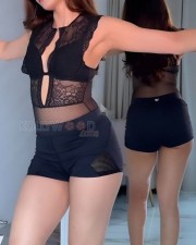 Provocative Sakshi Malik in a Black Crop Top and Mini Shorts Pictures 02