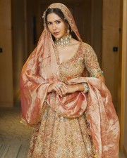 Punjabi Beauty Sonam Bajwa In a Golden Bridal Gown at Bombay Times Fashion Week Photos 05