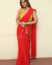 Tollywood Beauty Aswini Red Saree Photos 04