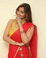 Tollywood Beauty Aswini Red Saree Photos 05