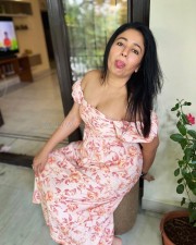 Beautiful Poonam Bajwa in a Floral Printed Midi Dress Pictures 02