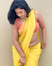 Mesmerizing Poonam Bajwa in a Yellow Saree with Sleeveless Orange Blouse Photos 09