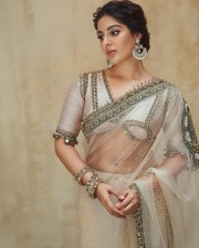 Gorgeous Samyuktha Menon in a Sheer Ivory Saree Pictures 02