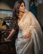 Malabar Beauty Samyuktha Menon in a Cream Saree Photoshoot Pictures 07