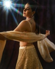 Malayalam Actress Samyuktha Menon in a Golden Lehenga Stills 05