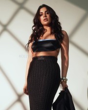 Sultry Samyuktha Menon in a Stylish Black Bralette and Matching Skirt with a Black Jacket Photos 01