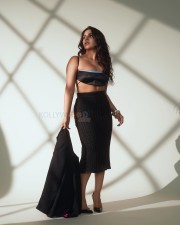 Sultry Samyuktha Menon in a Stylish Black Bralette and Matching Skirt with a Black Jacket Photos 07