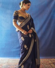 Swayambhu Actress Samyuktha Menon in a Traditional Silk Saree Photos 06