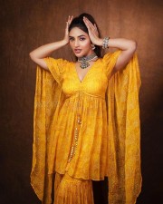 Adorable Sreeleela in a Yellow Shahara Dress Pictures 03