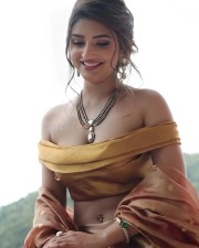 Beautiful Sreeleela in a Golden Yellow Saree Photos 01