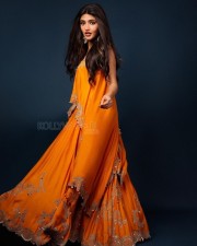 Beautiful Sreeleela in an Orange Embroidered Lehenga Set Photos 02