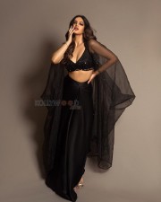 Glamorous Harnaaz Sandhu in a Black Saree Photos 02