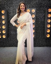 Actress Divyanka Tripathi in a White Silk Saree Photos 03