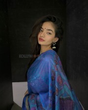 Gorgeous Anushka Sen in a Blue Designer Saree Photos 01