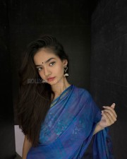 Gorgeous Anushka Sen in a Blue Designer Saree Photos 06